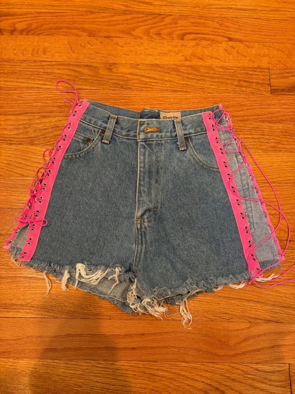 Furst of a Kind Denim Lace-Up Shorts (Size XS)